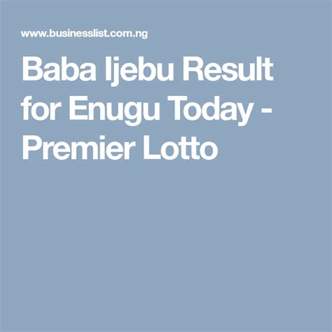 lotto enugu special game result today